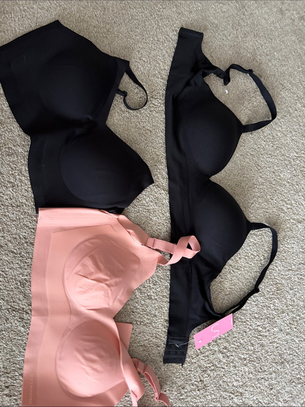 She’s Waisted Everyday Seamless Bra - Black & Blush Pink bundle